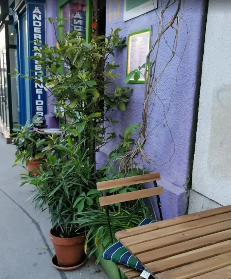 Plants in front of the restaurant