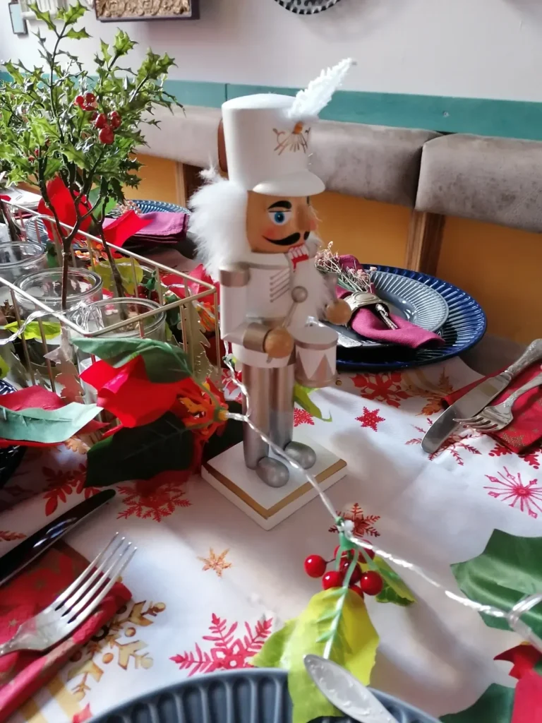 Table laid for a Christmas celebration at the brasserie