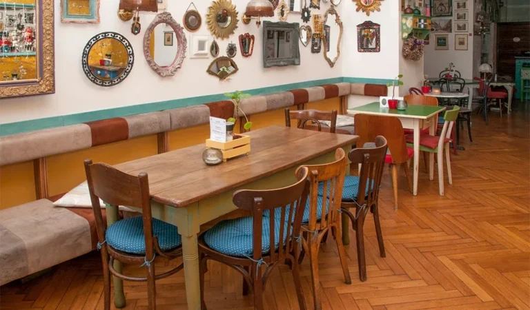 Long table in the dining room
