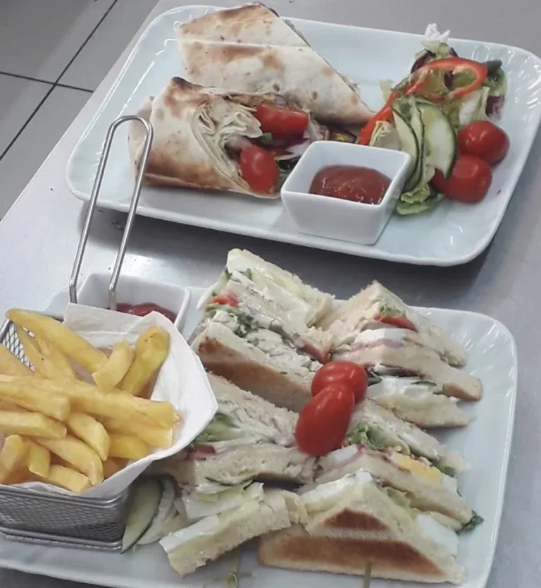 Club sandwich and burrito